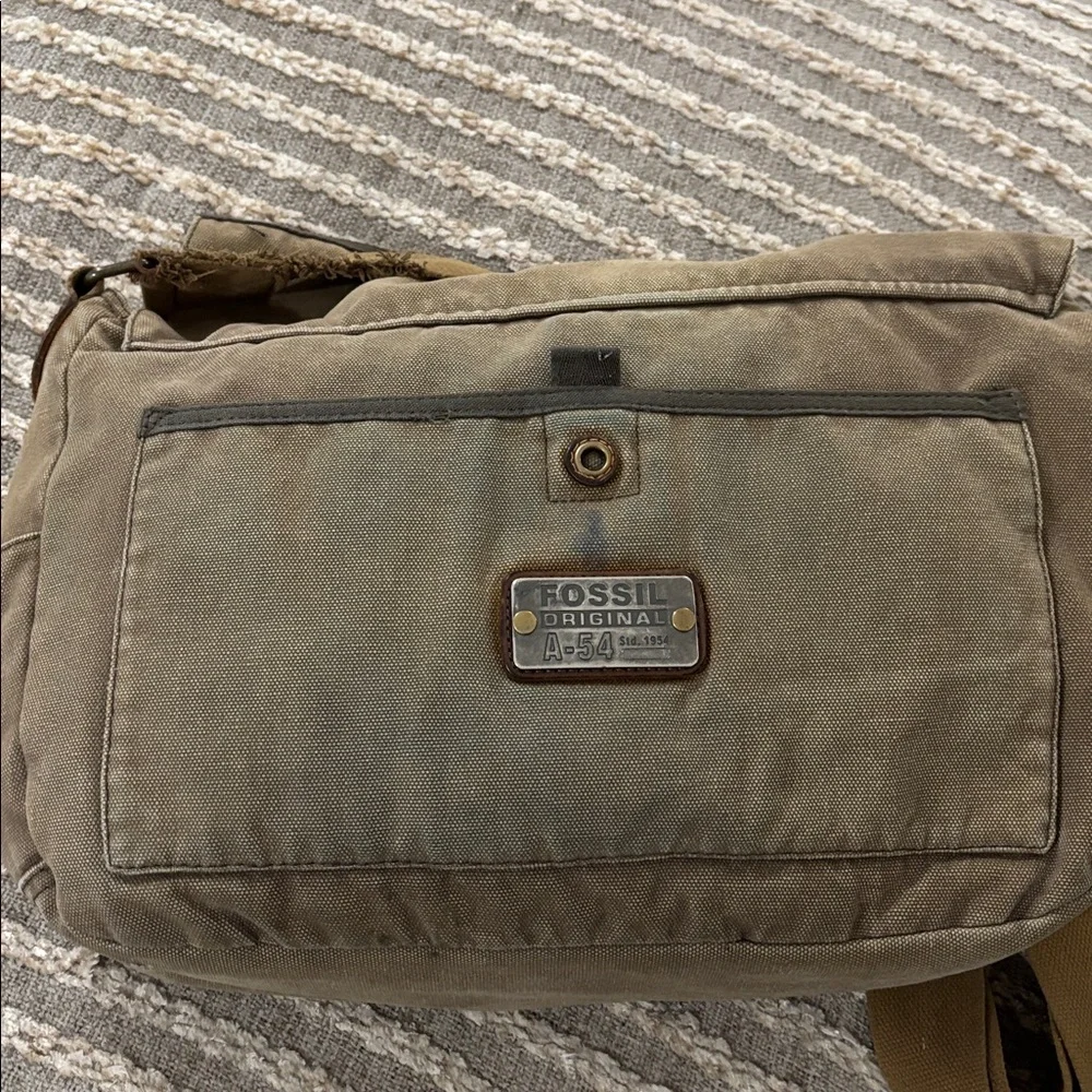 Fossil Original A-54 Messenger Commuter Bag Brown Canvas Shoulder Crossbody